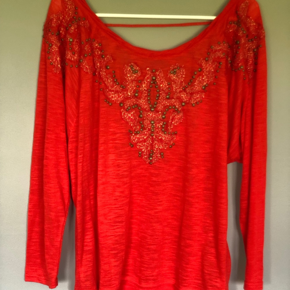 Like new Red embellished top from The Buckle Large